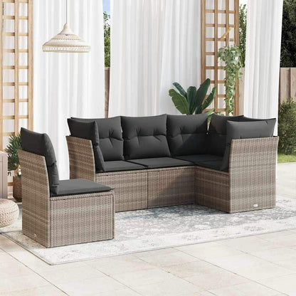 Set Divano da Giardino 5pz con Cuscini Grigio Chiaro Polyrattan - homemem39