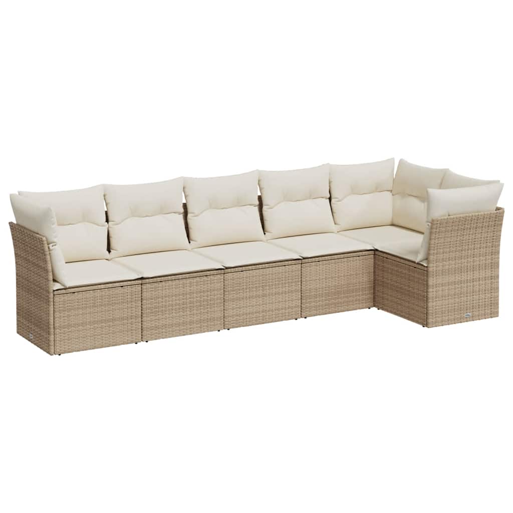 Set Divano da Giardino 6 pz con Cuscini Beige in Polyrattan | homemem39