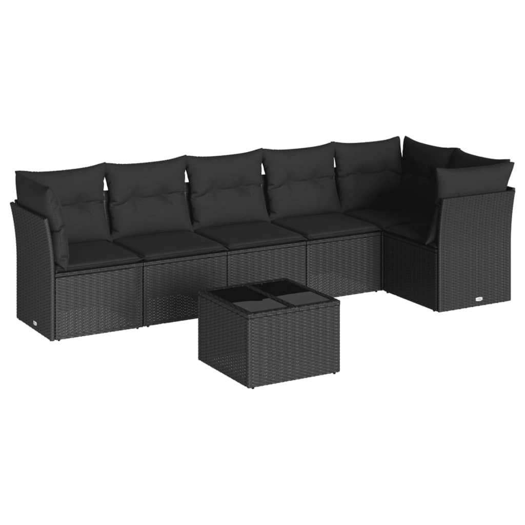 Set Divani da Giardino con Cuscini 7pz Nero Polyrattan - homemem39