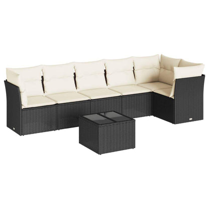 Set Divani da Giardino con Cuscini 7pz Nero Polyrattan - homemem39
