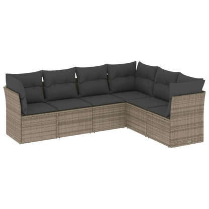 Set Divano da Giardino 6 pz con Cuscini Grigio in Polyrattan - homemem39