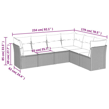 Set Divano da Giardino 6 pz con Cuscini Grigio in Polyrattan | homemem39