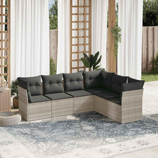 Set Divano da Giardino 6pz con Cuscini Grigio Chiaro Polyrattan - homemem39