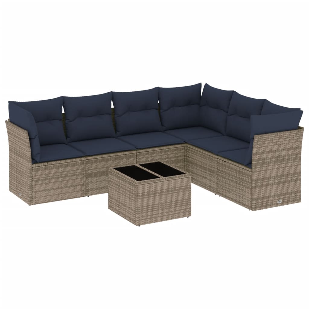 Set Divani da Giardino 7 pz con Cuscini in Polyrattan