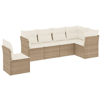 Set Divano da Giardino 6 pz con Cuscini Beige in Polyrattan | homemem39