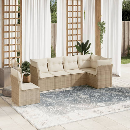 Set Divano da Giardino 6 pz con Cuscini Beige in Polyrattan | homemem39