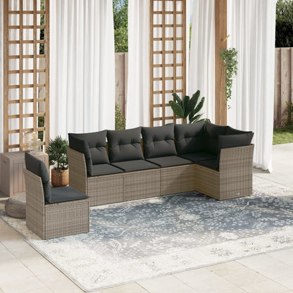 Set Divano da Giardino 6 pz con Cuscini Grigio in Polyrattan - homemem39