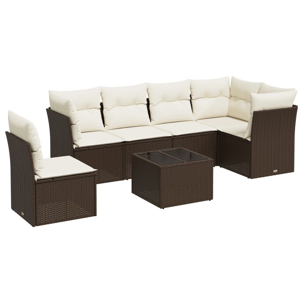 Set Divani da Giardino 6 pz con Cuscini Marrone in Polyrattan | homemem39