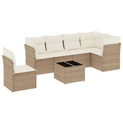 Set Divani da Giardino 7 pz con Cuscini Beige in Polyrattan - homemem39