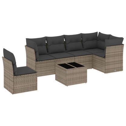 Set Divani da Giardino 7 pz con Cuscini Grigio in Polyrattan - homemem39