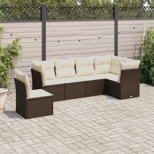 Set Divano da Giardino 7pz con Cuscini Marrone in Polyrattan - homemem39