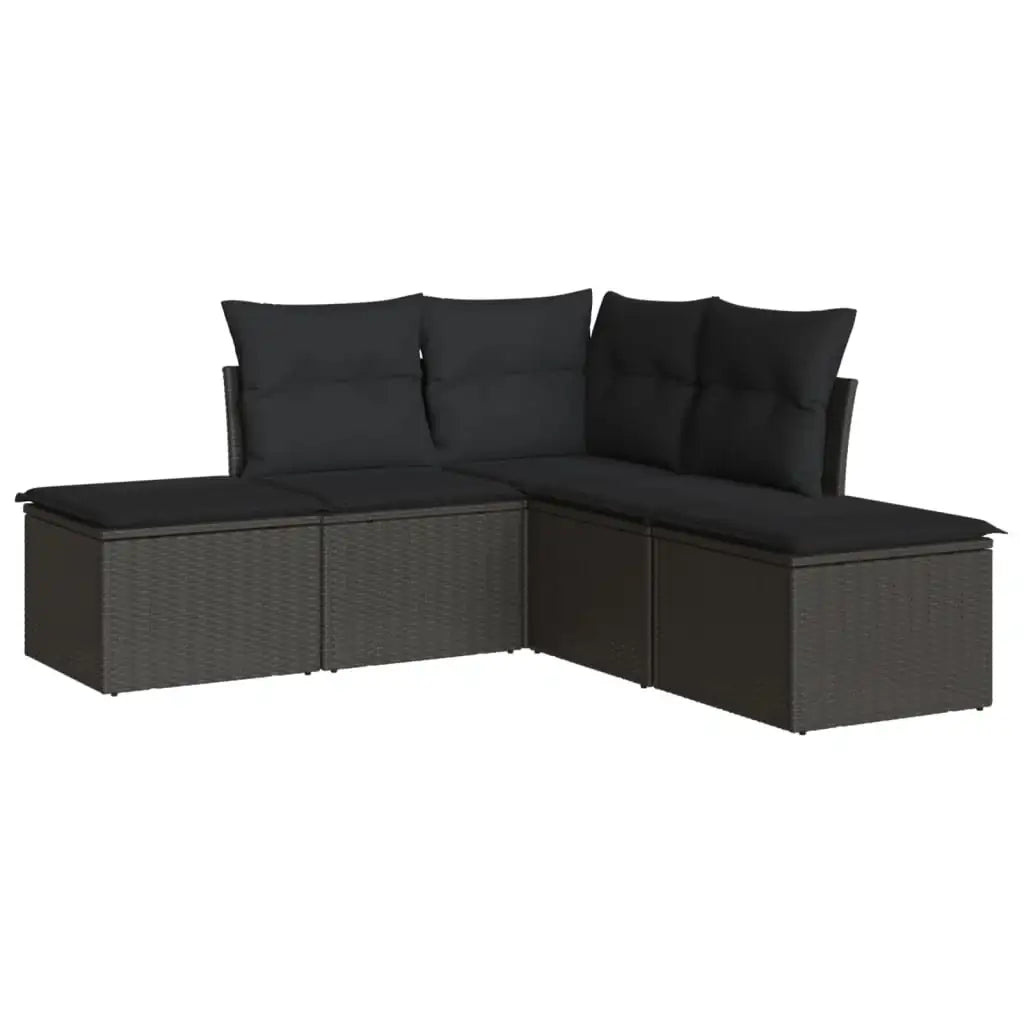 Set Divani da Giardino 5 pz con Cuscini in Polyrattan Nero - homemem39