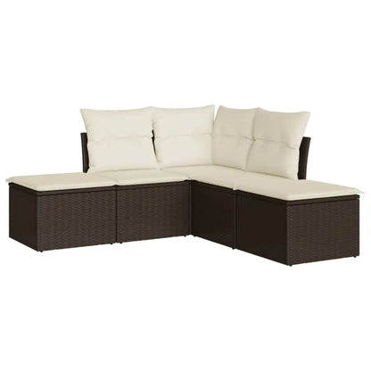 Set Divano da Giardino 5 pz con Cuscini Marrone in Polyrattan - homemem39