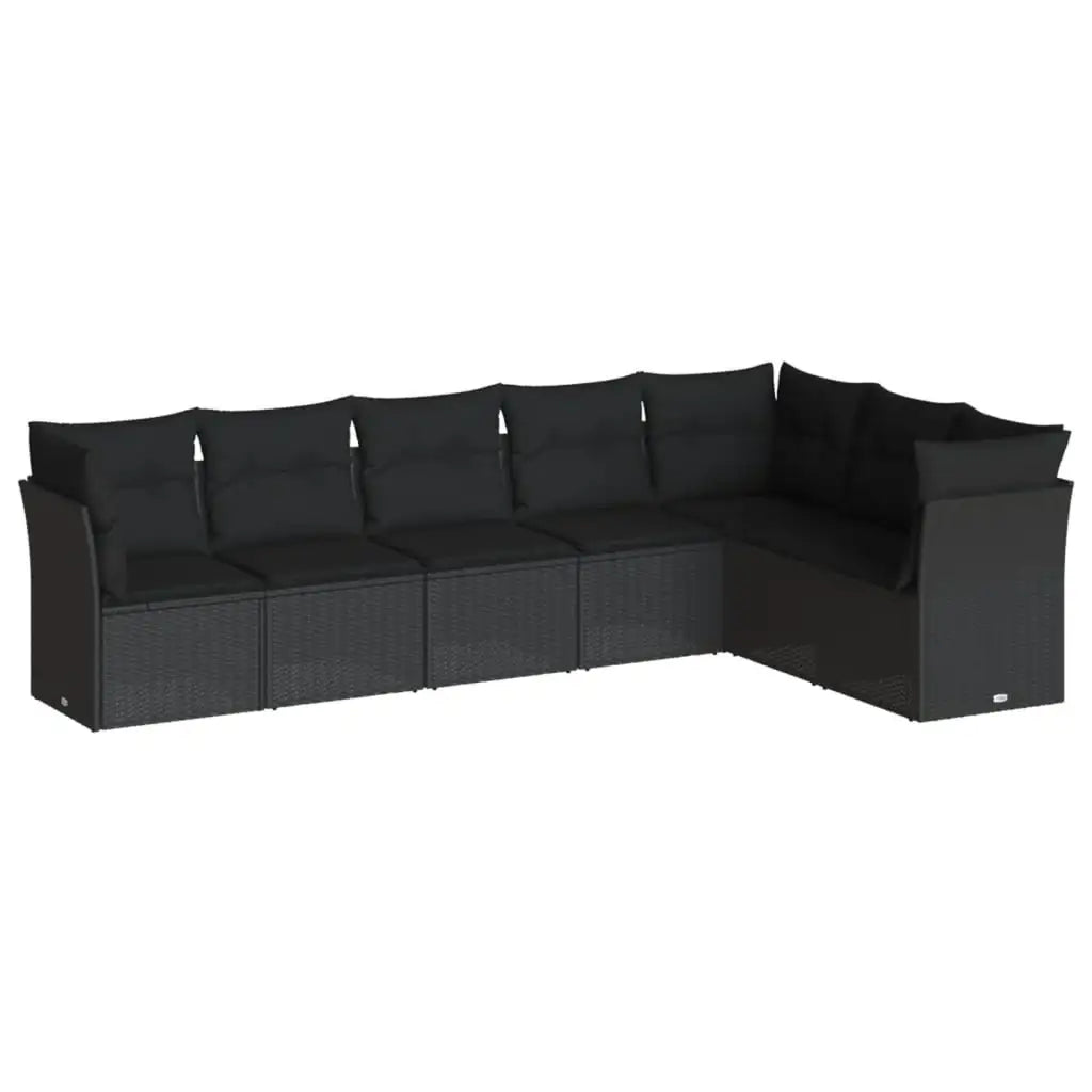 Set Divani da Giardino con Cuscini 7pz Nero Polyrattan - homemem39