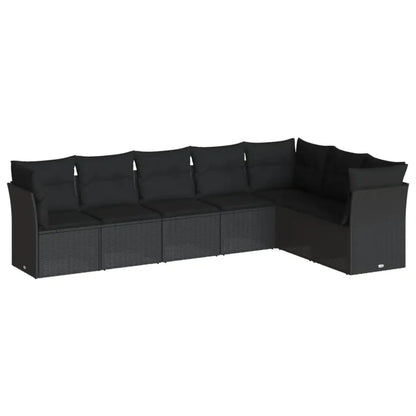 Set Divani da Giardino con Cuscini 7pz Nero Polyrattan - homemem39