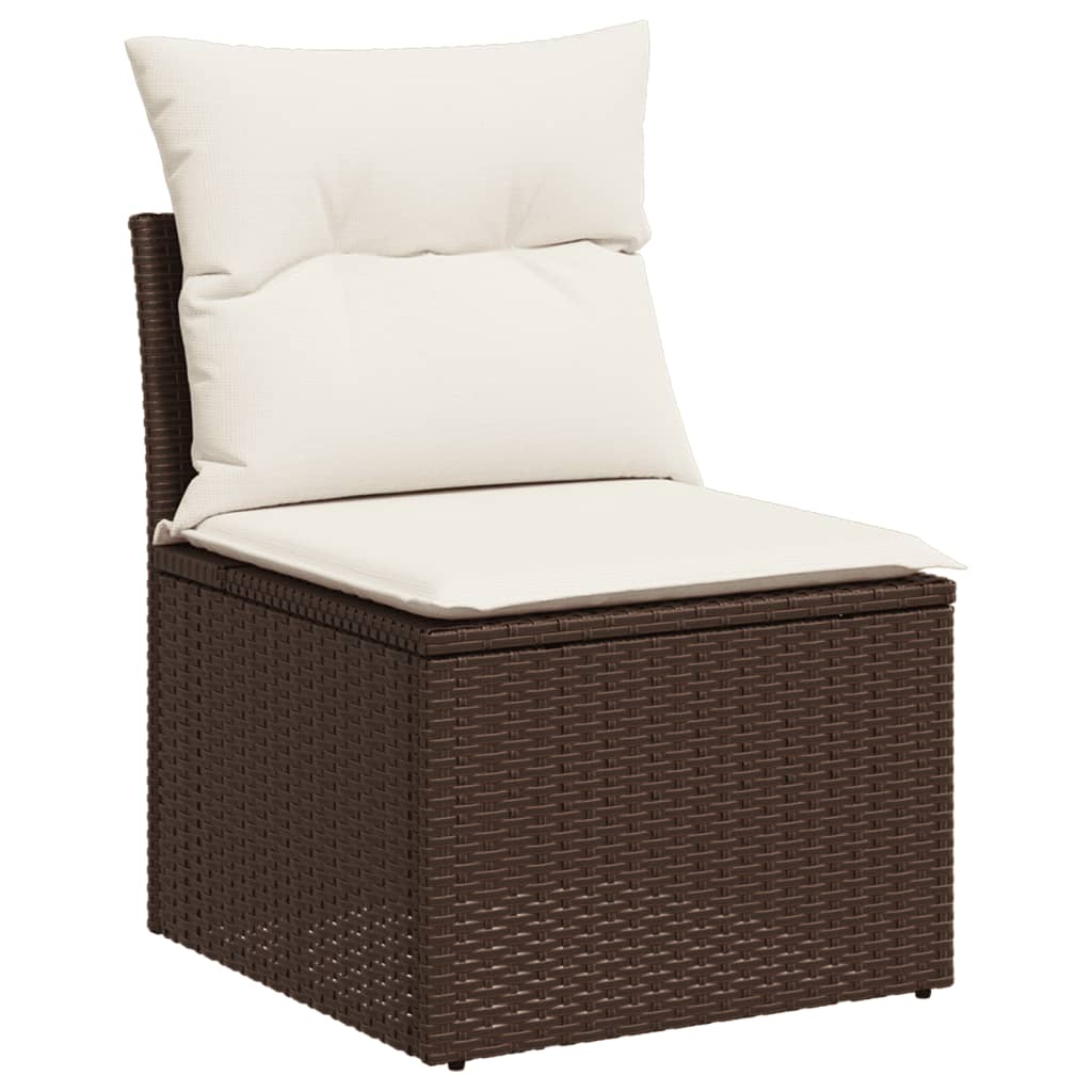 Set Divani da Giardino 11 pz con Cuscini Polyrattan Marrone | homemem39