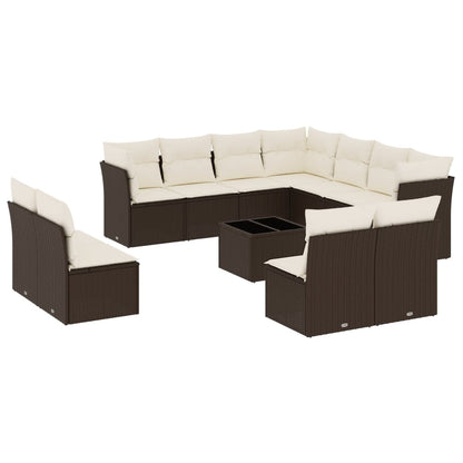Set Divani da Giardino 12 pz con Cuscini Marrone in Polyrattan - homemem39