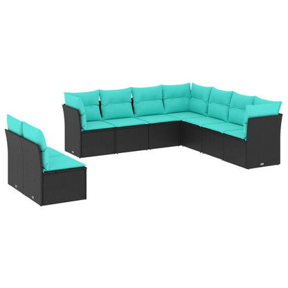 Set Divani da Giardino 9 pz con Cuscini in Polyrattan