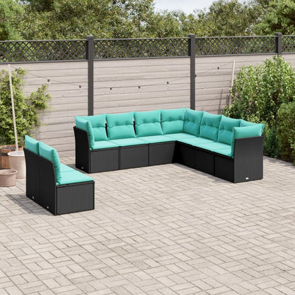 Set Divani da Giardino 9 pz con Cuscini in Polyrattan