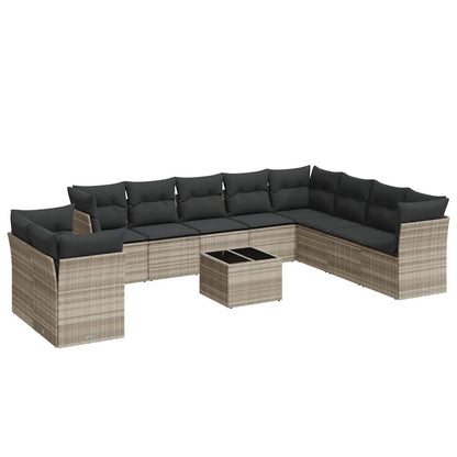Set Divani da Giardino 11 pz con Cuscini in Polyrattan Grigio - homemem39