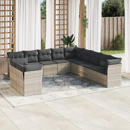 Set Divani da Giardino 11 pz con Cuscini in Polyrattan Grigio - homemem39