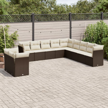 Set Divani da Giardino 11 pz con Cuscini Polyrattan Marrone - homemem39