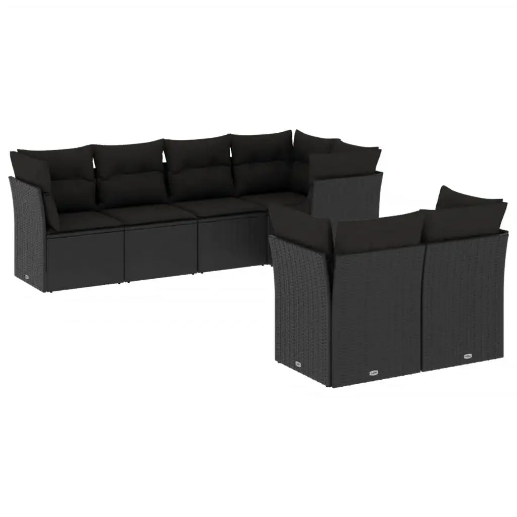 Set Divani da Giardino con Cuscini 7pz Nero Polyrattan - homemem39