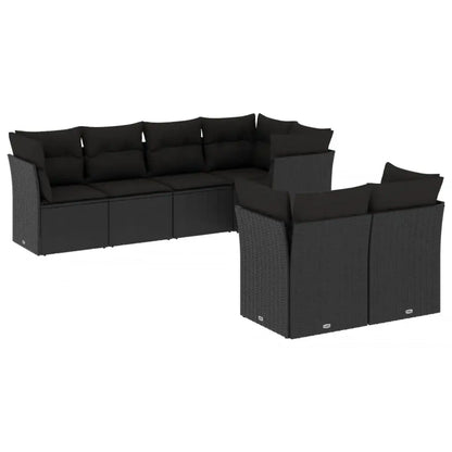 Set Divani da Giardino con Cuscini 7pz Nero Polyrattan - homemem39