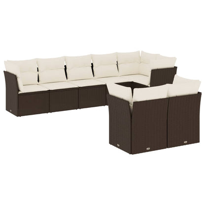 Set Divani da Giardino 8 pz con Cuscini Marrone in Polyrattan - homemem39