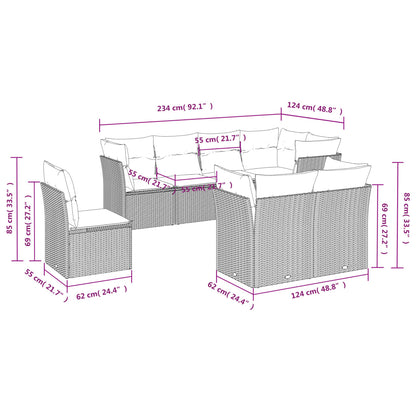 Set Divani da Giardino con Cuscini 8 pz Nero in Polyrattan | homemem39