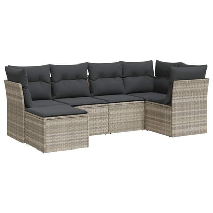 Set Divano da Giardino 6pz con Cuscini Grigio Chiaro Polyrattan - homemem39