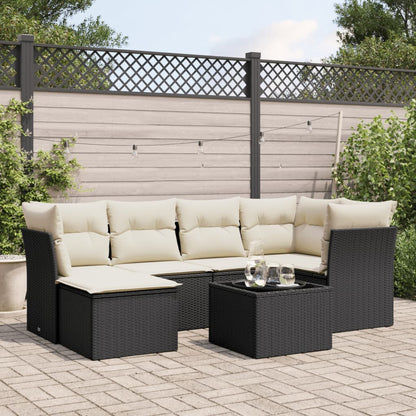 Set Divani da Giardino con Cuscini 7pz Nero Polyrattan - homemem39