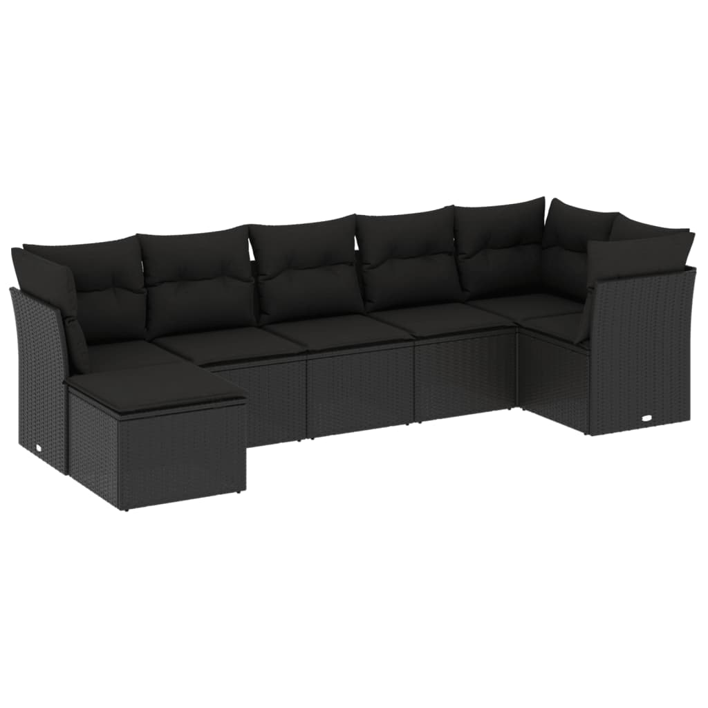 Set Divani da Giardino con Cuscini 7pz Nero Polyrattan - homemem39
