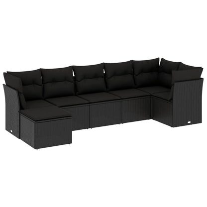 Set Divani da Giardino con Cuscini 7pz Nero Polyrattan - homemem39