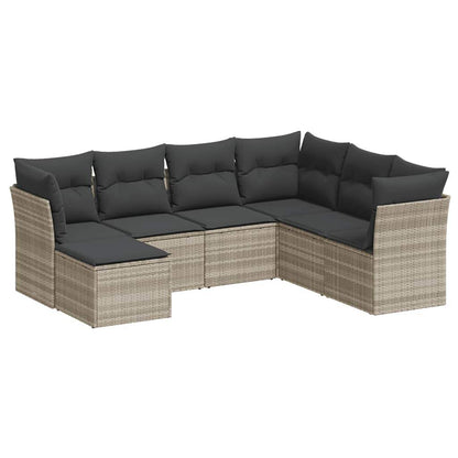 Set Divani da Giardino 7pz con Cuscini Grigio Chiaro Polyrattan - homemem39