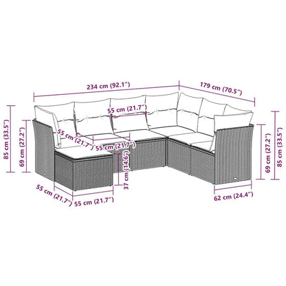 Set Divani da Giardino 7pz con Cuscini Grigio Chiaro Polyrattan - homemem39