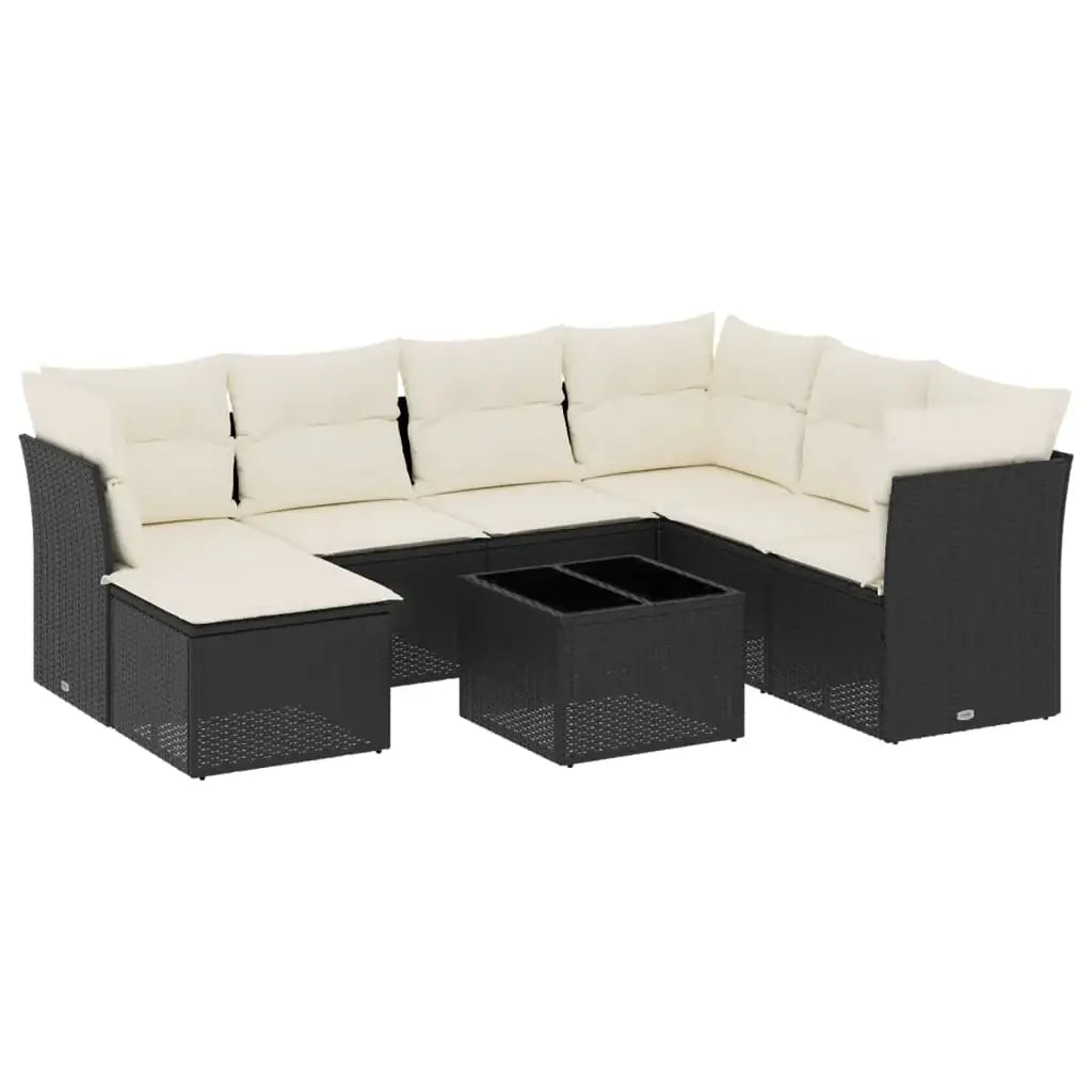 Set Divani da Giardino con Cuscini 8 pz Nero in Polyrattan - homemem39