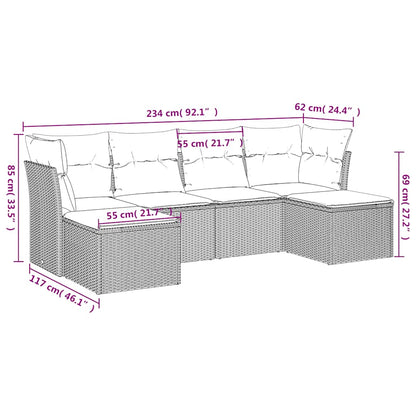 Set Divano da Giardino 6 pz con Cuscini Marrone in Polyrattan - homemem39