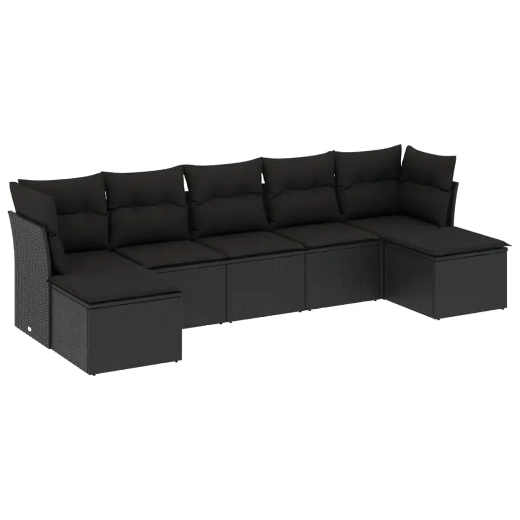 Set Divani da Giardino con Cuscini 7pz Nero Polyrattan - homemem39