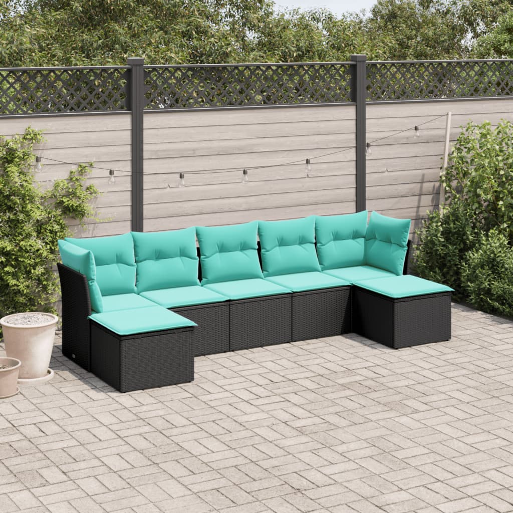 Set Divani da Giardino 7 pz con Cuscini in Polyrattan