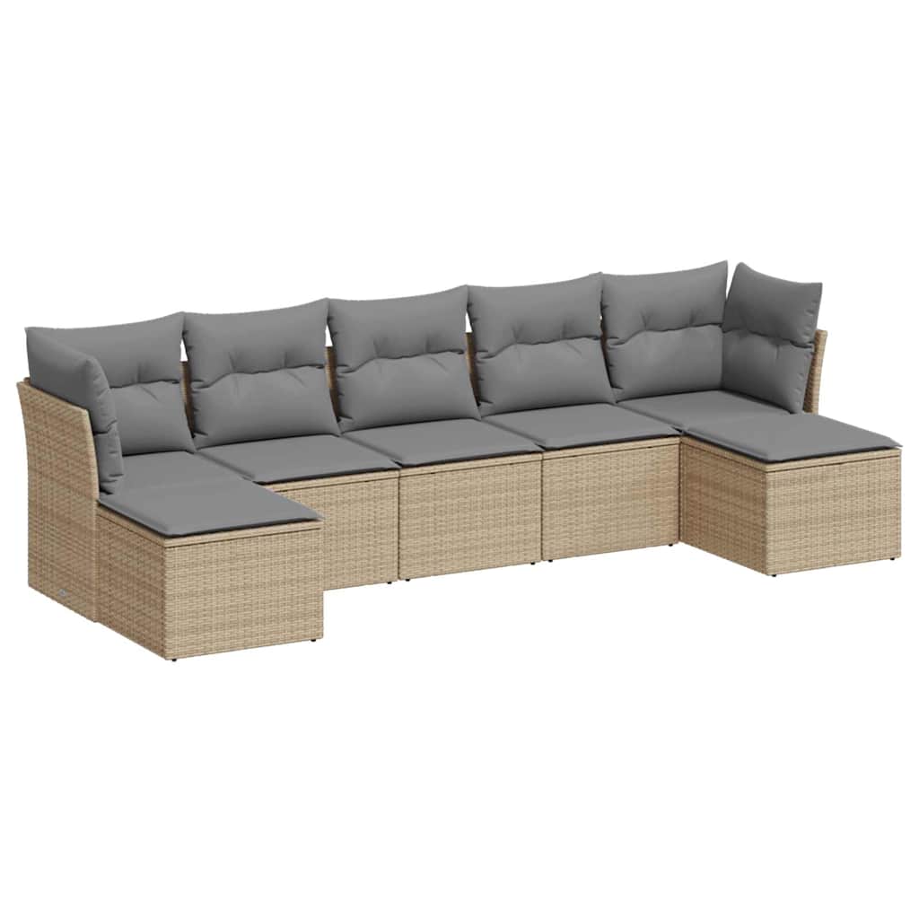Set Divani da Giardino 7pz con Cuscini Grigio Chiaro Polyrattan - homemem39