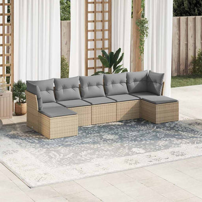Set Divani da Giardino 7pz con Cuscini Grigio Chiaro Polyrattan - homemem39