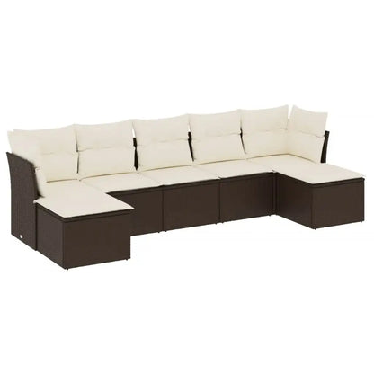 Set Divani da Giardino 7 pz con Cuscini Marrone in Polyrattan - homemem39