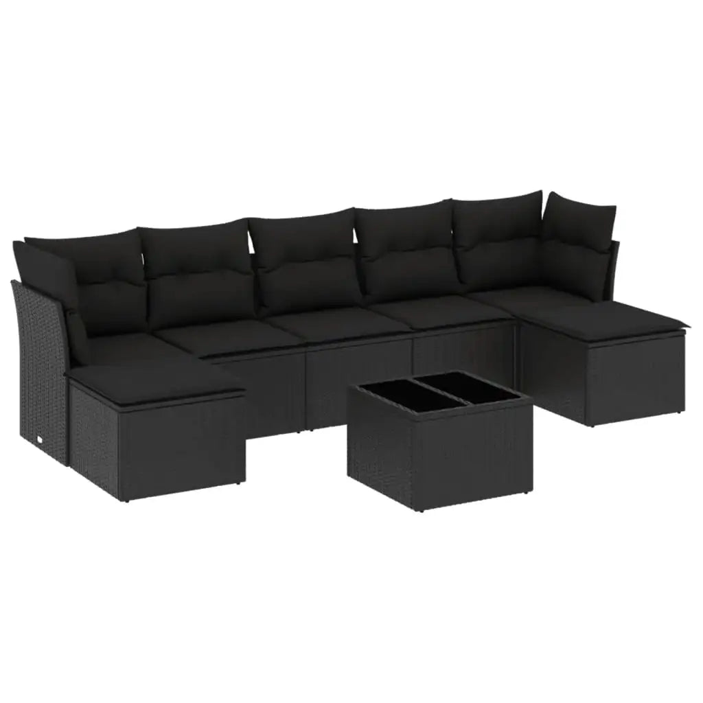 Set Divani da Giardino con Cuscini 8 pz Nero in Polyrattan - homemem39