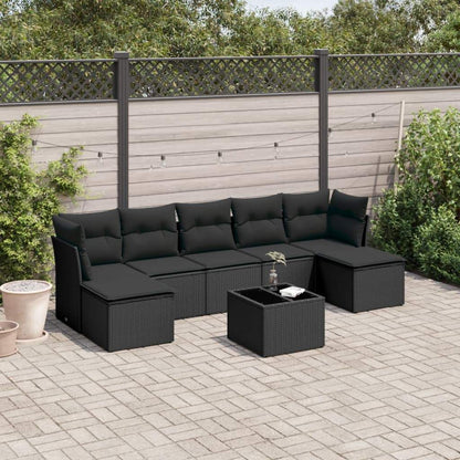 Set Divani da Giardino con Cuscini 8 pz Nero in Polyrattan - homemem39