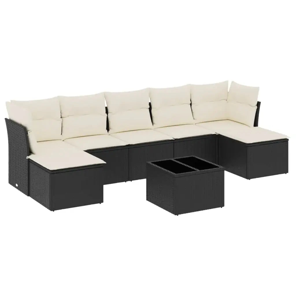 Set Divani da Giardino con Cuscini 8 pz Nero in Polyrattan - homemem39