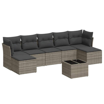 Set Divano da Giardino 8 pz con Cuscini Grigio in Polyrattan - homemem39