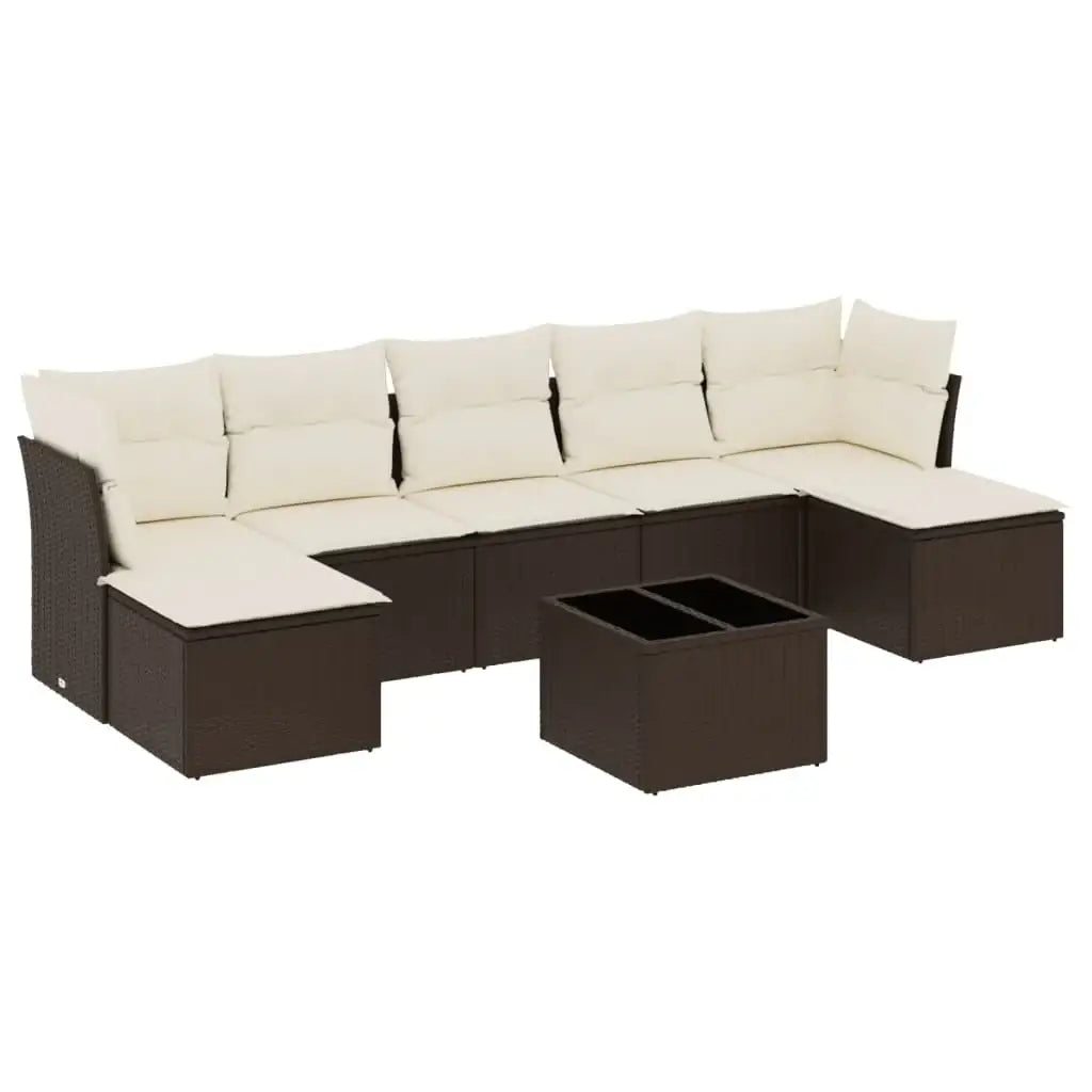 Set Divani da Giardino 8 pz con Cuscini Marrone in Polyrattan - homemem39
