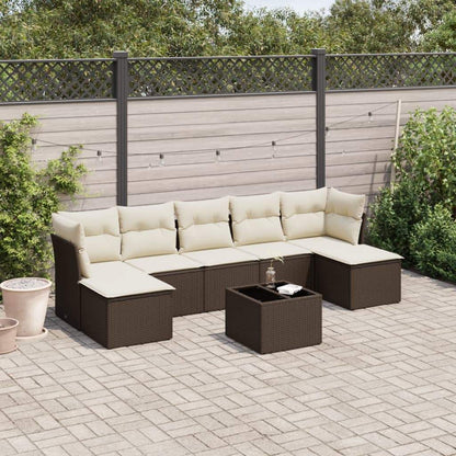 Set Divani da Giardino 8 pz con Cuscini Marrone in Polyrattan - homemem39