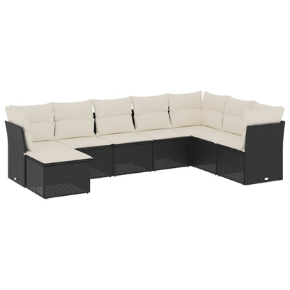 Set Divani da Giardino con Cuscini 8 pz Nero in Polyrattan | homemem39